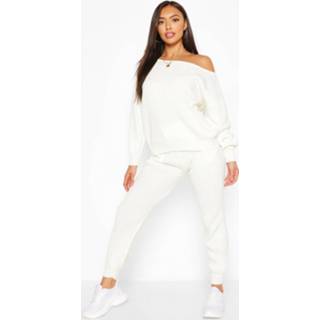 👉 XL vrouwen ivoor Slash Neck Knitted Co-Ord, Ivory