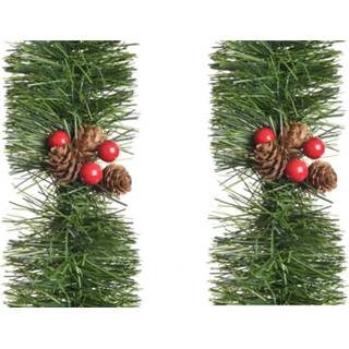 👉 Kerstversiering 2x stuks folie/lametta slingers 270 cm