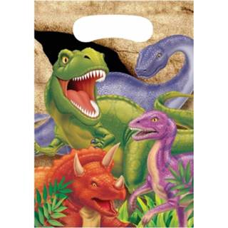 👉 Dinosaurus 16x stuks thema uitdeelzakjes/feestzakjes