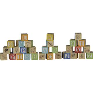 👉 Houten blok hout no color One Size Marionette Wooden Toys blokken - letters en cijfers 30-delig 8711252983042