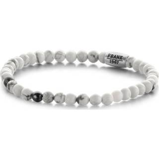 👉 Armband staal active rekarmband mannen wit Frank 1967 Courageous Beads 7FB 0310 Natuurstenen met Element - Howliet 4 mm Lengte 20 cm 8719956247378