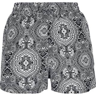 👉 Broek zwart wit viscose korte vrouwen meisjes Urban Classics Ladies AOP Resort Shorts Girls (kort) zwart-wit 4053838548806