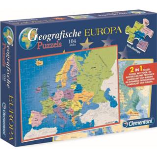 👉 Legpuzzel karton One Size meerkleurig Clementoni Geografie Europa 2-in-1 104 stuks 8005125664962