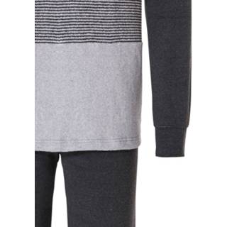 👉 Pyjama grijze grijs Badstoffen 'blockes of stripes' grijze-kleuren-mix top met een lange donkergrijze pyjamabroek 8713167759248