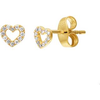 👉 Oorknop diamant geelgoud One Size goudkleurig TFT Oorknoppen Hart 0.07ct (2x0.035ct) H P1 Glanzend 3.5 mm x 5 8718834525935