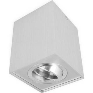 Opbouwspot aluminium One Size GeenKleur Vierkant Hoog, Kantelbaar, GU10 Fitting, Geborsteld 5901583249747