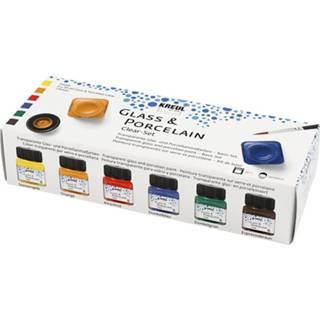 👉 Multicolor glas porselein kunststof One Size meerkleurig Creotime verf 6 stuks 20 ml glas- & clear 4000798119744