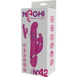 👉 Rabbit vibrator One Size roze Naghi No.42 - Met Roterende Kralen 8719632677246