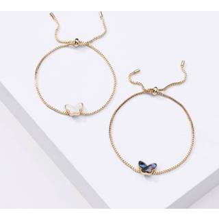 👉 Armband schelp goud 2 stuks vlinder decor