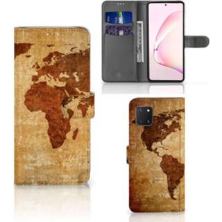 👉 Flipcover Samsung Note 10 Lite Flip Cover Wereldkaart 8720215487190