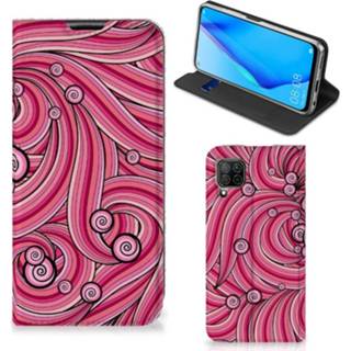 👉 Roze Huawei P40 Lite Bookcase Swirl Pink 8720215692082