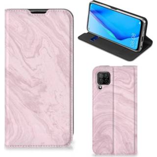 👉 Standcase roze Huawei P40 Lite Marble Pink - Origineel Cadeau Vriendin 8720215280784