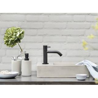 👉 Fonteinset zwart grijs Differnz Ravo met frame - kraan gebogen beton lichtgrijs mat 8712793558713