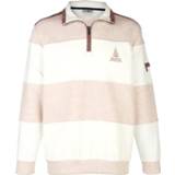 👉 Sweatshirt beige gestreept mannen contrastkleurig borduursel Roger Kent 4055713992858