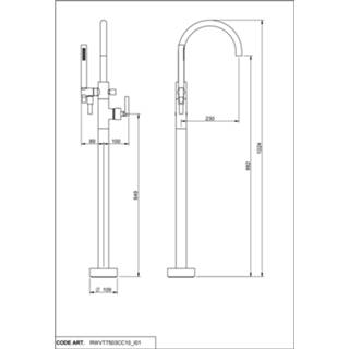 👉 Badkraan zwart steel Vtwonen Baden Cross vrijstaand met kruisgreep black 8717493114740