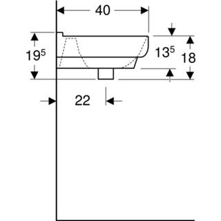 👉 Wastafel wit Geberit 300 Basic 60 x 40 18cm 1 kraangat zonder overloop 4025410723079