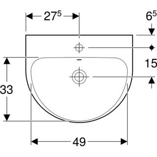 Wastafel wit Geberit Renova 55cm 1 kraangat met overloop 4025416699545