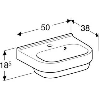 👉 Wastafel wit Geberit 300 Basic 50 x 38 17cm 1 kraangat met overloop 4025410722799