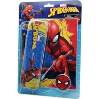 👉 Schrijfset rood blauw kunststof jongens mannen Marvel Spider Man rood/donkerblauw 9 delig 8435333891452