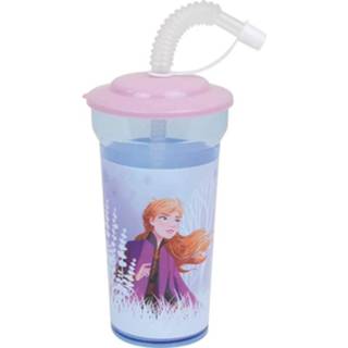 👉 Drinkbeker roze blauw kunststof One Size meisjes Disney met rietje Frozen 400 ml roze/blauw 3524550057736
