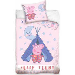 👉 Katoen One Size roze baby's Peppa Pig dekbedovetrek Sleep Tight baby 100 x 135 cm 8592850411287