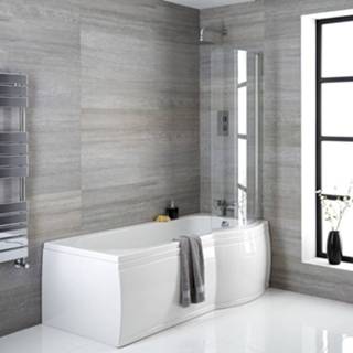 👉 P-Vormige Baden wit modern CE belstone Douchebad Rechter Uitvoering | Keuze Afmeting en Badonderdelen 5051752890840