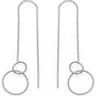 👉 Oorbel zilver vrouwen nederlands Karma Pull Through Doortrek Oorbellen Twisted Double Circle