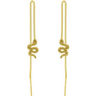 👉 Oorbel goud verguld nederlands vrouwen Karma Pull Through Doortrek Oorbellen Snake