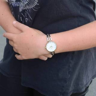 👉 Horloge bicolor staal wit Regal met stalen band 8719802165276