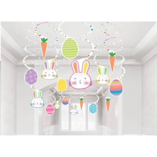 👉 Papier One Size meerkleurig Amscan feestdecoratie swirls pasen 60 cm 12 stuks 192937108390