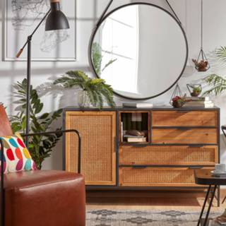 👉 Dressoir cederhout zwart Kave Home 'Kyoko' 120cm, kleur 8433840539393