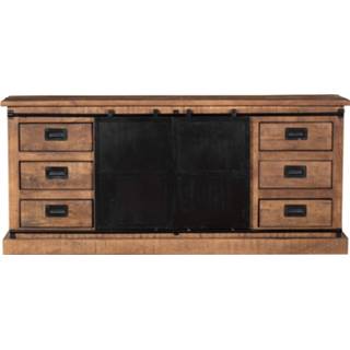 👉 Dressoir staal mangohout hout mannen LivingFurn 'Tamar' en staal, 190cm
