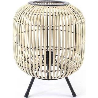 👉 Tafellamp Zwart|Brons hout rond modern active By Boo Sunset