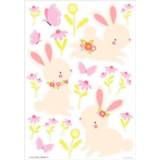 👉 Muursticker groen roze vinyl Little Lovely muurstickers Konijn junior 50 cm groen/roze 8719033869202