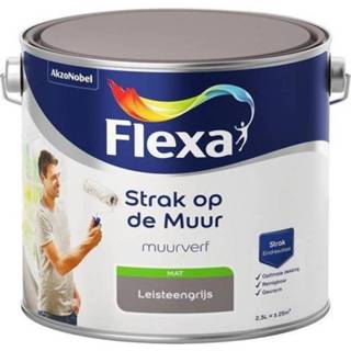 👉 Muurverf Flexa Strak op de muur - Mat 2,5 liter Leisteengrijs