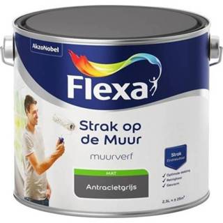 👉 Muurverf antraciet Flexa Strak op de muur - Mat 2,5 liter
