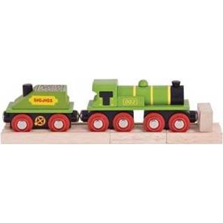 👉 Donkergroen stuks bigjigs houten treinen Big Green Engine + Coal Tender (4) 691621544198