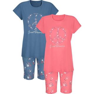 👉 Blauw vrouwen Shortama Blue Moon jeansblauw/koraal 4055704620005