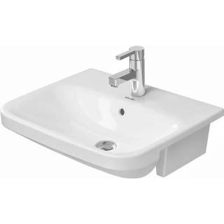 👉 Wit Duravit DuraStyle half-inbouwwastafel 55x45,5 cm met overloop, kraanvlak en WonderGliss, 4021534894206