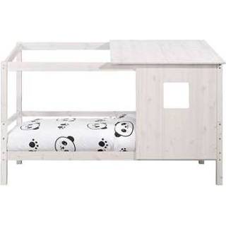 👉 Wit grenenhout Bed Ties met opzetdak - off-white 90x200 cm Leen Bakker 8714901716893