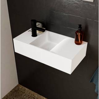 👉 Fontein wit mat solid surface rechthoekig wand arro Salenzi kraangat links 6013920389395