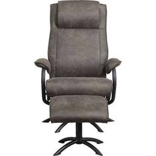 👉 Relax fauteuil lederlook grijs antraciet Relaxfauteuil Vic incl. hocker - Leen Bakker 8714901715872