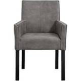 👉 Eetkamer stoel microleder Leder#Polyester microleer bruin grijs Eetkamerstoel Casey met armleuning - donkergrijs Leen Bakker 8714901735504