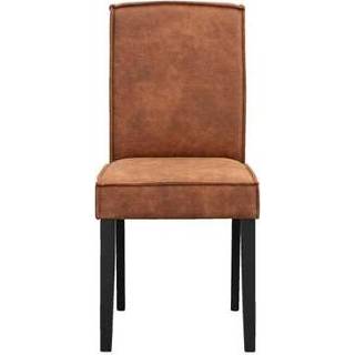 👉 Eetkamer stoel polyester bruin Eetkamerstoel Roan - lederlook cognac Leen Bakker 8714901733814