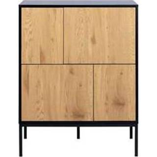 👉 Dressoir Metaal#MDF eiken zwart Avola - zwart/eiken 103x80x40 cm Leen Bakker 5713941065179