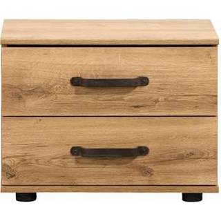 👉 Nachtkastje spaanplaat bruin Dex - eikenkleur 40x52x38 cm Leen Bakker 4038062112979