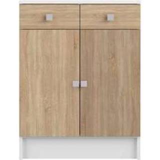 👉 Badkamer kast spaanplaat wit Symbiosis badkamerkast Otterup - wit/eikenkleur 81,5x60x29,6 cm Leen Bakker 3760037848743