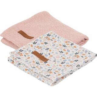 👉 Roze Swaddle doek 70x70cm spring flowers/Pure (set van 2) 8719033019751