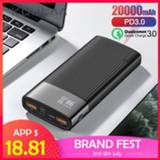 👉 Powerbank KUULAA Power Bank 20000mAh QC PD 3.0 PoverBank Fast Charging 20000 mAh USB External Battery Charger For Xiaomi Mi 10 9
