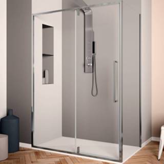 👉 Douchecabine glas chroom Lacus Murano Klapdeur 110x200 cm 6 mm Met Zijwand Helder 8719304715382